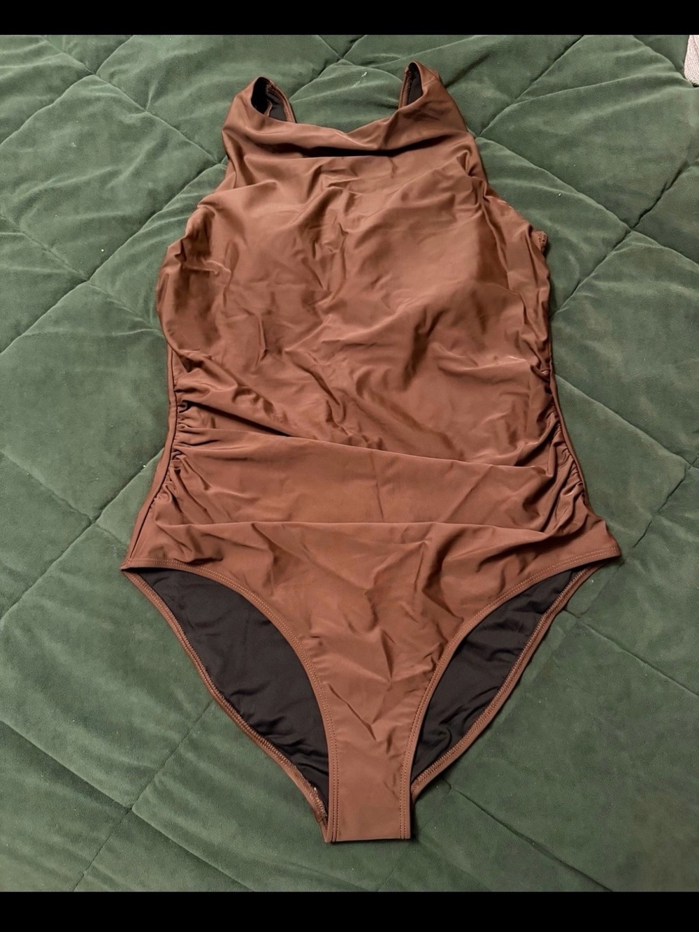 Women's Brown One-Piece Swimsuit - Classic Scoop Back